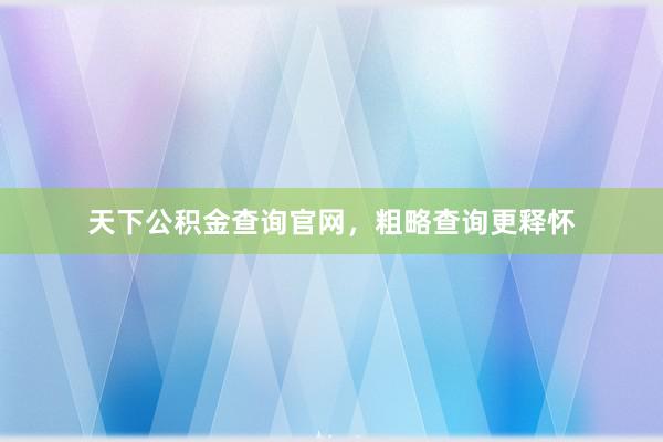 天下公积金查询官网，粗略查询更释怀